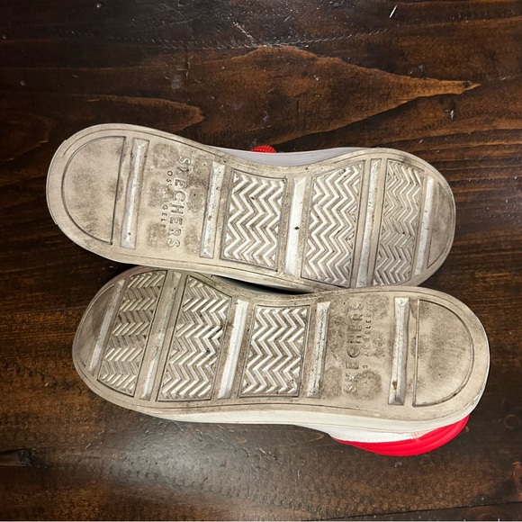 *RARE* Skechers Street Hi Lite Block Poppers Red White Peach Silver sz 9.5 - Picture 4 of 4